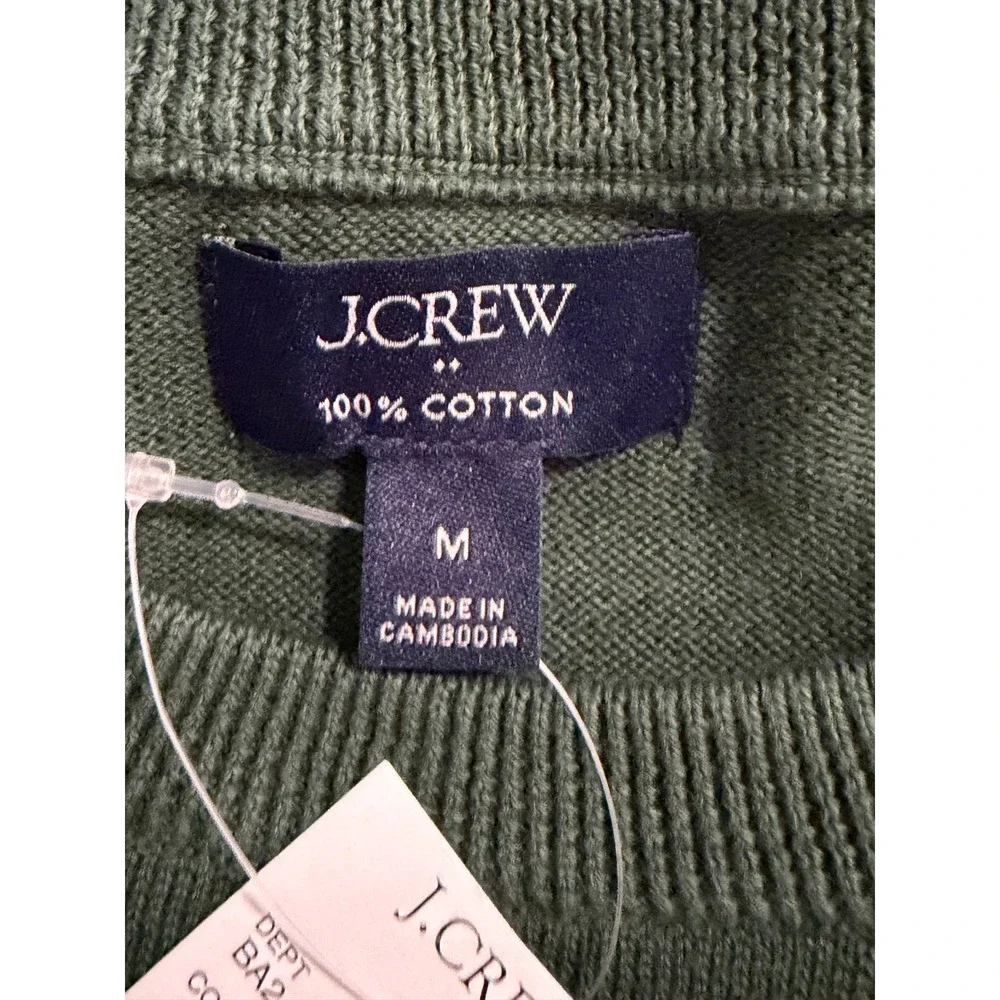 J. Crew Cotton Crewneck Sweater Tee Hunter Green Knit M